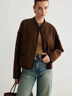 COMMENSE Minimalist Contrast Trim Tweed Jacket* Outerwear|Jackets