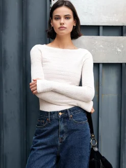 COMMENSE Minimalist Finger Hole Plisse Top* T-shirts|Tops