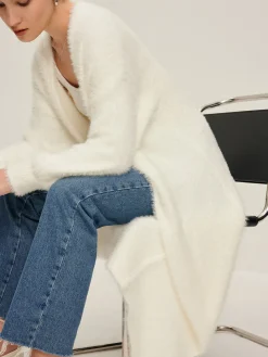 COMMENSE Minimalist Fuzzy Long Cardigan* Cardigans|Sweaters & Cardigans