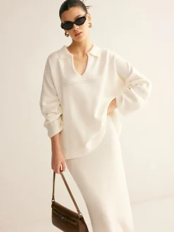 COMMENSE Minimalist Knit Midi Skirt Set* Skirt Sets|Long Sleeve Sets