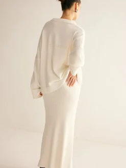 COMMENSE Minimalist Knit Midi Skirt Set* Skirt Sets|Long Sleeve Sets