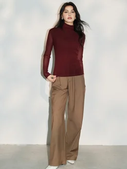 COMMENSE Minimalist Mock Neck Jersey Top* T-shirts|Tops