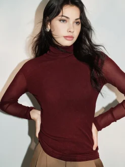 COMMENSE Minimalist Mock Neck Jersey Top* T-shirts|Tops
