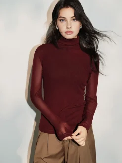 COMMENSE Minimalist Mock Neck Jersey Top* T-shirts|Tops