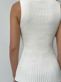 COMMENSE Minimalist Mock Neck Rib Tank Top* Sweater Vests|Sweaters & Cardigans