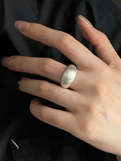 COMMENSE Minimalist Oval Brushed Ring* Rings & Bracelets|Accessories