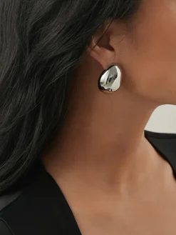 COMMENSE Minimalist Oval Stud Earrings* Earrings|Accessories