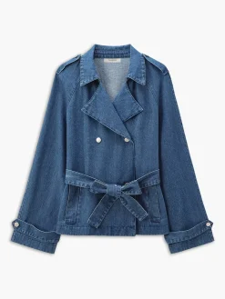 COMMENSE Minimalist Plain Belted Denim Jacket* Outerwear|Jackets