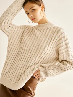 COMMENSE Minimalist Plain Cable Sweater* Sweater Tops|Sweaters & Cardigans