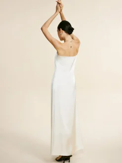 COMMENSE Minimalist Plain Draped Tube Dress* White Dresses|Cocktail & Party Dresses