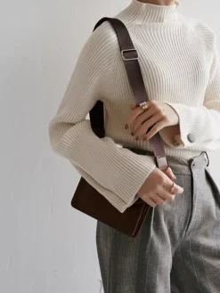 COMMENSE Minimalist Plain Ribbed Sweater* Sweater Tops|Sweaters & Cardigans