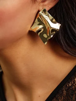 COMMENSE Minimalist Pleated Stud Earrings* Earrings|Accessories