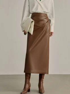COMMENSE Minimalist PU Leather Skirt* Skirts|Bottoms