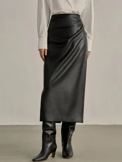 COMMENSE Minimalist PU Leather Skirt* Skirts|Bottoms