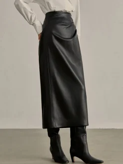 COMMENSE Minimalist PU Leather Skirt* Skirts|Bottoms