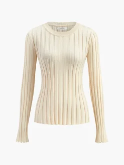 COMMENSE Minimalist Ribbed Sweater* Sweater Tops|Sweaters & Cardigans