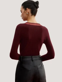 COMMENSE Minimalist Sheer Ribbed Stretch Sweater* Sweater Tops|Sweaters & Cardigans
