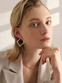 COMMENSE Minimalist Square Drop Earrings* Earrings|Accessories