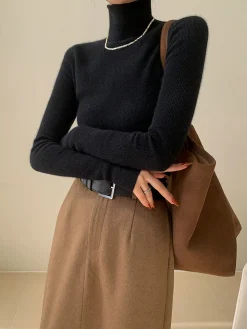 COMMENSE Minimalist Turtleneck Skinny Sweater* Sweater Tops|Sweaters & Cardigans