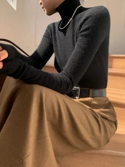 COMMENSE Minimalist Turtleneck Skinny Sweater* Sweater Tops|Sweaters & Cardigans