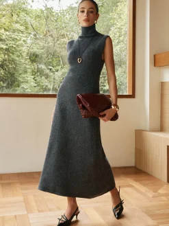 COMMENSE Minimalist Turtleneck Sleeveless Skirt Set* Skirt Sets|Long Sleeve Sets