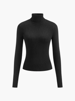 COMMENSE Minimalist Turtleneck Slim Knit Top* Sweater Tops|Sweaters & Cardigans