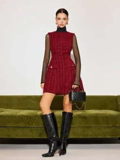 COMMENSE Minimalist Tweed Tank Short Dress* Wedding Guest Dresses|Dresses