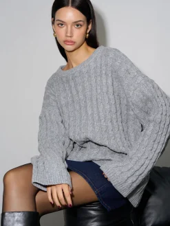 COMMENSE Minimalist Twist Shift Sweater With Scarf* Sweater Tops|Sweaters & Cardigans