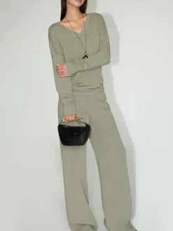 COMMENSE Minimalist V-Neck Draped Top* T-shirts|Tops