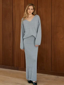 COMMENSE Minimalist V-Neck Shift Sweater Co-ords* Sweater Tops|Sweaters & Cardigans