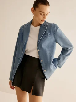 COMMENSE Minimalist Washed Denim Jacket* Outerwear|Jackets