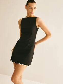 COMMENSE Minimalist Wave Trim Tank Dress* Black Dresses|Casual Dresses