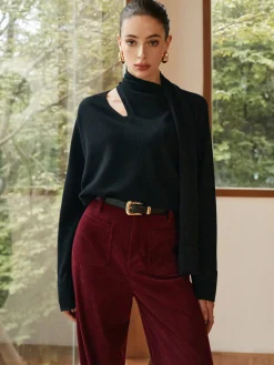 COMMENSE Minimalist Wool-Blend Scarf Sweater* Sweater Tops|Sweaters & Cardigans