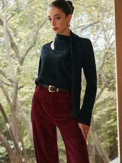 COMMENSE Minimalist Wool-Blend Scarf Sweater* Sweater Tops|Sweaters & Cardigans