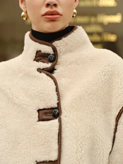 COMMENSE Minky Contrast Piping Fleece Jacket* Outerwear|Jackets