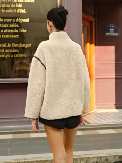 COMMENSE Minky Contrast Piping Fleece Jacket* Outerwear|Jackets