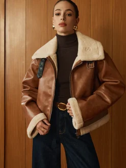 COMMENSE Minky Faux Leather Zipper Jacket* Outerwear|Jackets