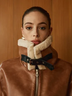 COMMENSE Minky Faux Leather Zipper Jacket* Outerwear|Jackets