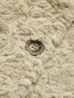 COMMENSE Minky V-Neck Breasted Faux Fur Coat* Outerwear|Coats