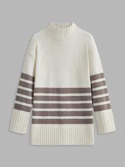 COMMENSE Miss Paris Mock Neck Stripe Sweater* Sweater Tops|Sweaters & Cardigans