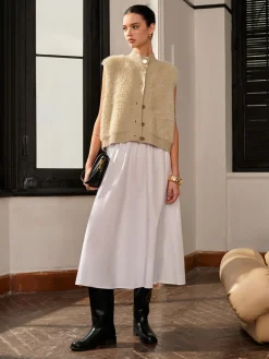 COMMENSE Mock Neck Button Fuzzy Vest* Outerwear|Vests