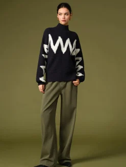 COMMENSE Mock Neck Contrast Binding Sweater* Sweater Tops|Sweaters & Cardigans