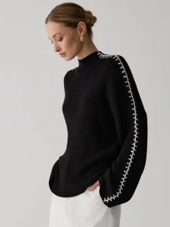 COMMENSE Mock Neck Contrast Knit Sweater* Sweater Tops|Sweaters & Cardigans