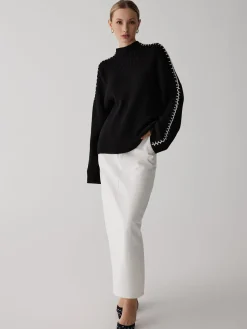 COMMENSE Mock Neck Contrast Knit Sweater* Sweater Tops|Sweaters & Cardigans
