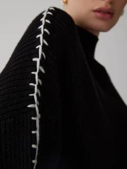COMMENSE Mock Neck Contrast Knit Sweater* Sweater Tops|Sweaters & Cardigans