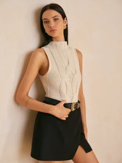 COMMENSE Mock Neck Lettuce Trim Sweater Vest* Vests|Knitwear