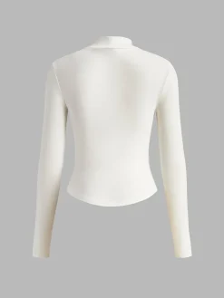 COMMENSE Mock Neck Piping Slim T-Shirt* T-shirts|Tops