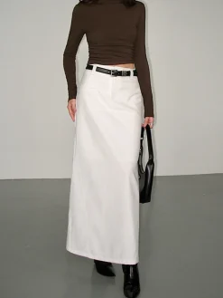 COMMENSE Mock Neck Slinky Long Sleeve Ribbed Knit Crop Shirt* Crop Tops|T-shirts