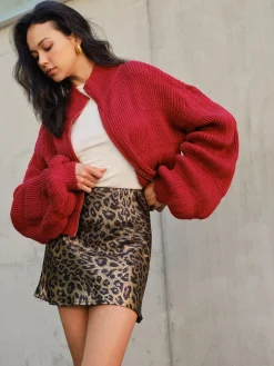 COMMENSE Mock Neck Zipper Short Cardigan* Cardigans|Sweaters & Cardigans
