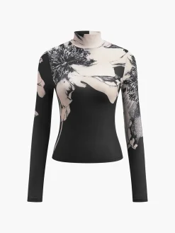 COMMENSE Mock-Neck Tye Dye Printed Shirt* T-shirts|Tops
